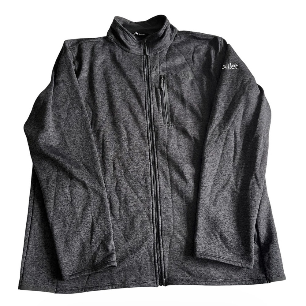 The North Face Mens XL Full Zip Fleece Performance Jacket Gray Logo Heathered